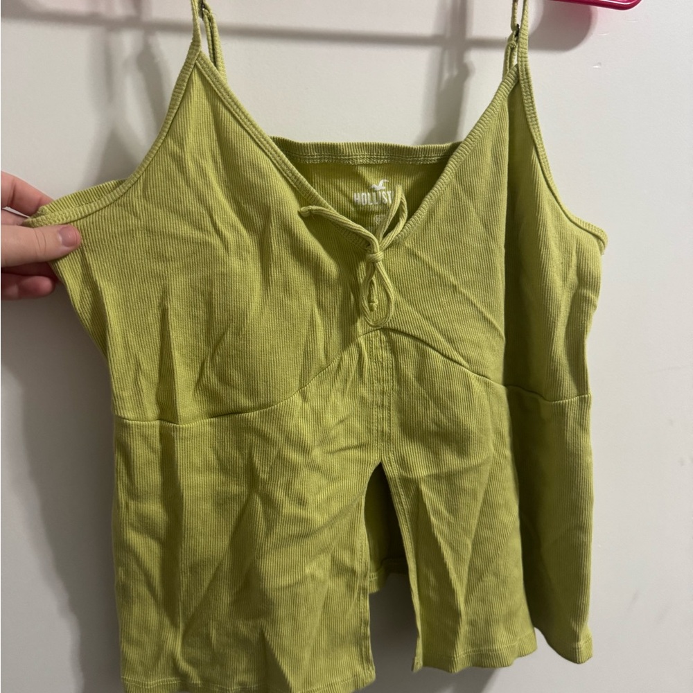 Hollister Green Tie Front Fitted Camisole